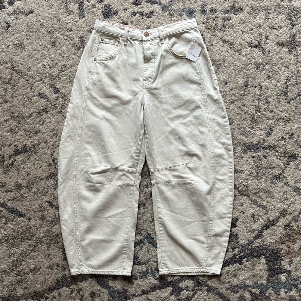 We The Free Cream Wide Leg Cropped Jeans
